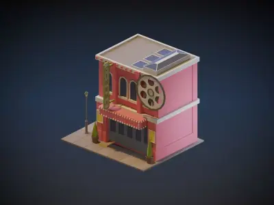 Stylish Cinema  Low-poly 3D model