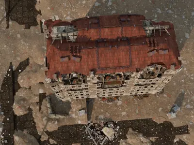 8K and 4K mixed Detailed Ruined Building Low-poly 3D model