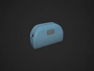 Light Blue Makeup Bag - Cosmetics Bag Low-poly 3D model