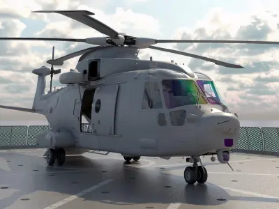  Naval Frigate with Transport Helicopter 