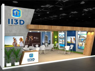 Exhibition Stand Stall One Side Open 8X5 3D model