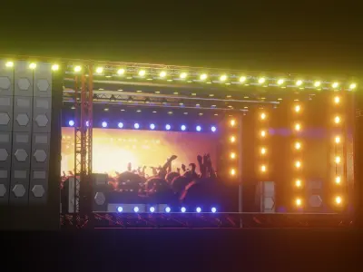 Entertainment Outdoor Event Stage 3D Model with Light 3D model Low-poly 3D model