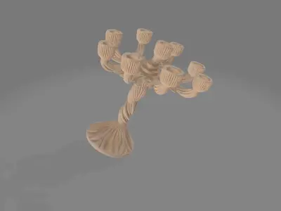 Tree of Light  Sculpted 8-Branch Candleholder 3D print model