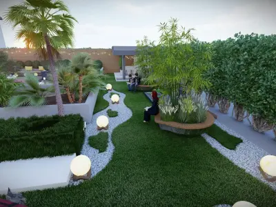 Backyard Landscape Design 3D Model  3D model