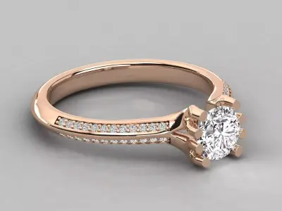 Women Light Weight Solitare Diamond Wedding Ring   31 3D print model