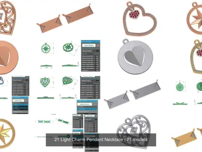 21 Light Charm Pendant Necklace 3D Model Pack
