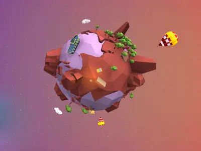 Earth Low Poly globe in middle of background Low-poly 3D model