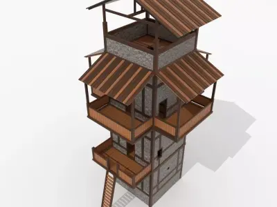 Roman Fantasy Watchtower Low-poly 3D model