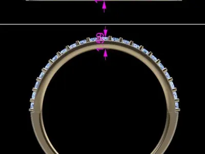 Dainty Half Diamond Band Ring 3D print model