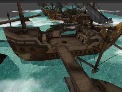 Casual Tiny Environment - Shipboard Battle Low-poly 3D model