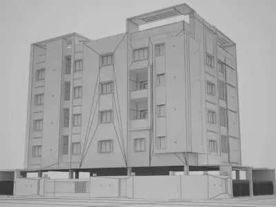 RESIDENTIAL BUILDING WITH FOUR FLOORS 3D model