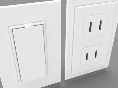 Wall Switch and Plug Socket Low-poly 3D model