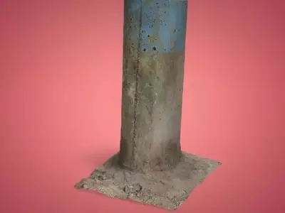 Concrete Bollards with Blue tip 3D model