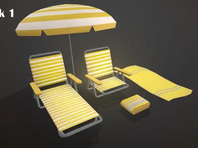 BEACH ASSETS Low-poly 3D model order