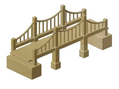 Wooden Premium Suspension Bridge Toy 3D model