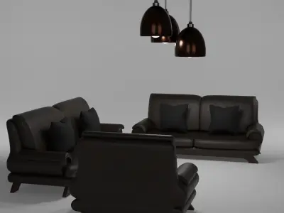Furniture set Sofa and lights 3D model