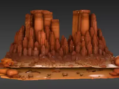 Desert Canyon Rock Background Scene 3D Model for Animation Low-poly 3D model