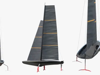  High-Speed Foiling Regatta Yacht Black 