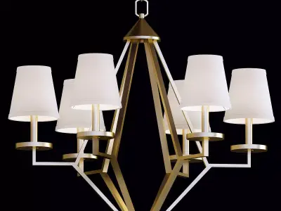 6 Light Washed Gold Chandelier 3D model