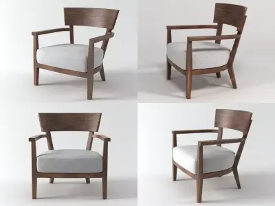 Sally wooden armchair in four different views 3D model
