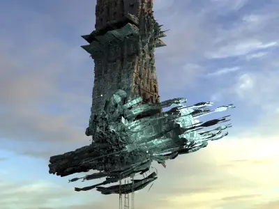 Alien mothership harvester Massive  Low-poly 3D model