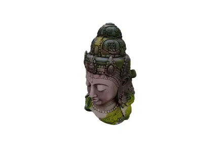 Mossy Buddha Head Statue 3D model