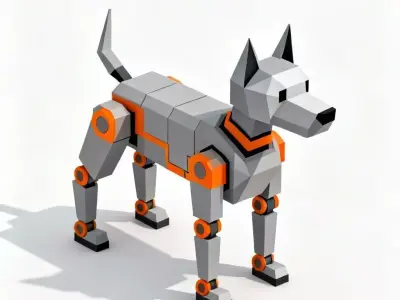 Low Poly Robot Dog 3D Model - Minimalist Sci-Fi Pet Low-poly 3D model
