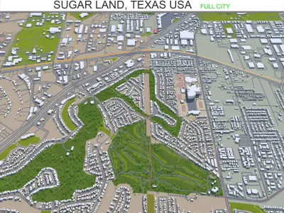 Sugar Land Texas USA 25km Low-poly 3D model