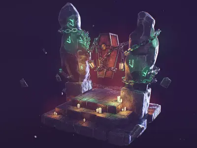 Ancient Altar PBR Game ready Low-poly 3D model