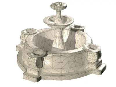Outdoor Floor Water Fountain concrete waterfall Low-poly 3D model