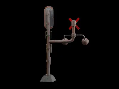 Railway Crossing - PBR Low-Poly 3D model Low-poly 3D model