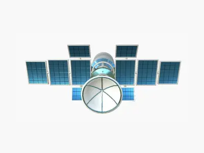 Satellite A03 White Blue - SciFi Space Design Low-poly 3D model