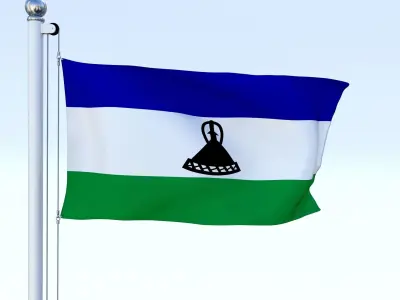 Animated Lesotho Flag Low-poly 3D model