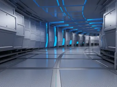 Futuristic Breathing Tunnel Curved Animated 3D model