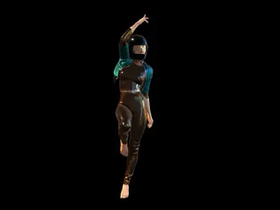 Sci-Fi Biker Girl Character 3D model