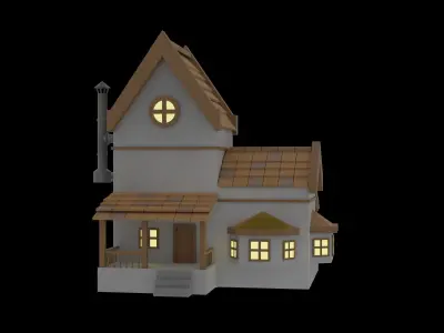 Low Poly House 3D Model Low-poly 3D model