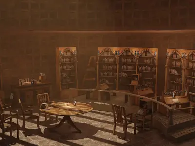 Medieval Library Model Pack Rustic Low-poly 3D model