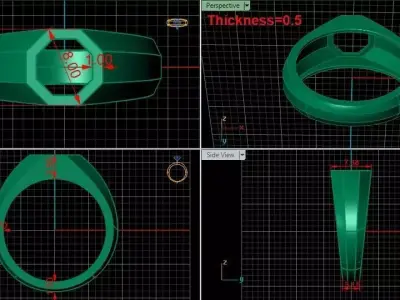 octagonal hollow Signet Ring Base 8MM top in All sizes 234-MWC 3D print model