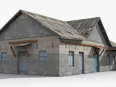 Slum r old house with door Low-poly 3D model