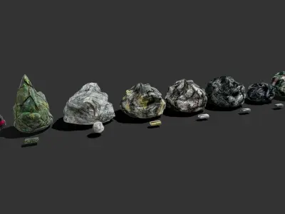 Ores and ingots pack Low-poly 3D model