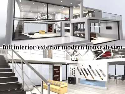 modern house exterior interior design 3D model