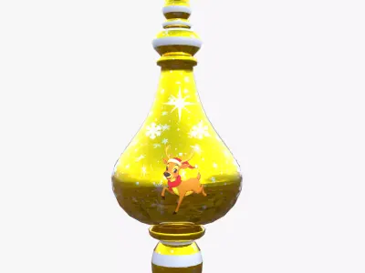 Charming Reindeer Golden Holiday Bauble 3D Model PBR Lowpoly Low-poly 3D model
