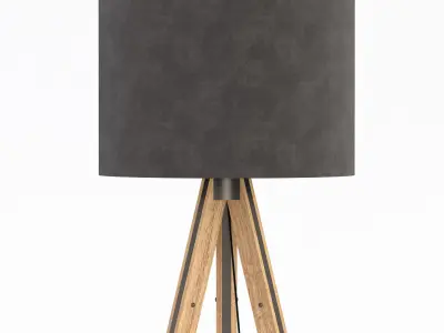 Tripod Wood Floor Lamp 3D model