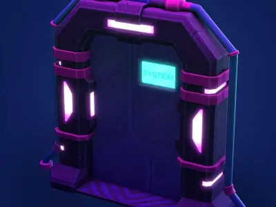 Stylized Hand-Painted SCI FI DOOR Game Asset Low-poly 3D model
