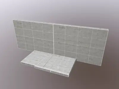 Modular 3D Concrete Environment Kit Low-poly 3D model