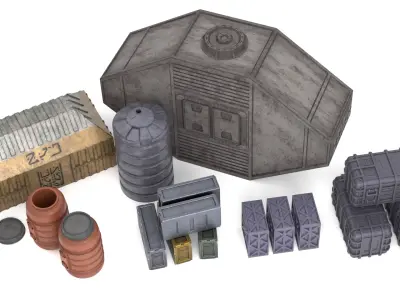 Jabbas Throne Room - Set 10a - Main Hangar Attributes 1-12 scale 3D Model Pack