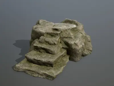 Altar Set rock Low-poly 3D model