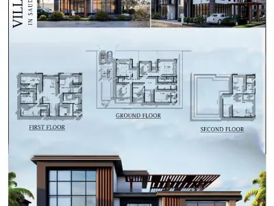 modern villa Low-poly 3D model