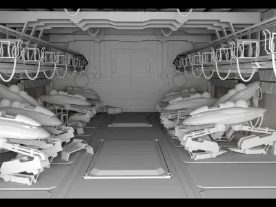 Sci-Fi Hanger- Aircrafts- High detail 3d models Low-poly 3D model