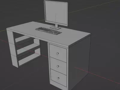 3D Computer Table Modeling Low-poly 3D model